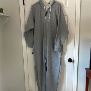 Forever Lazy Gray Zip-Up Hooded Jumpsuit